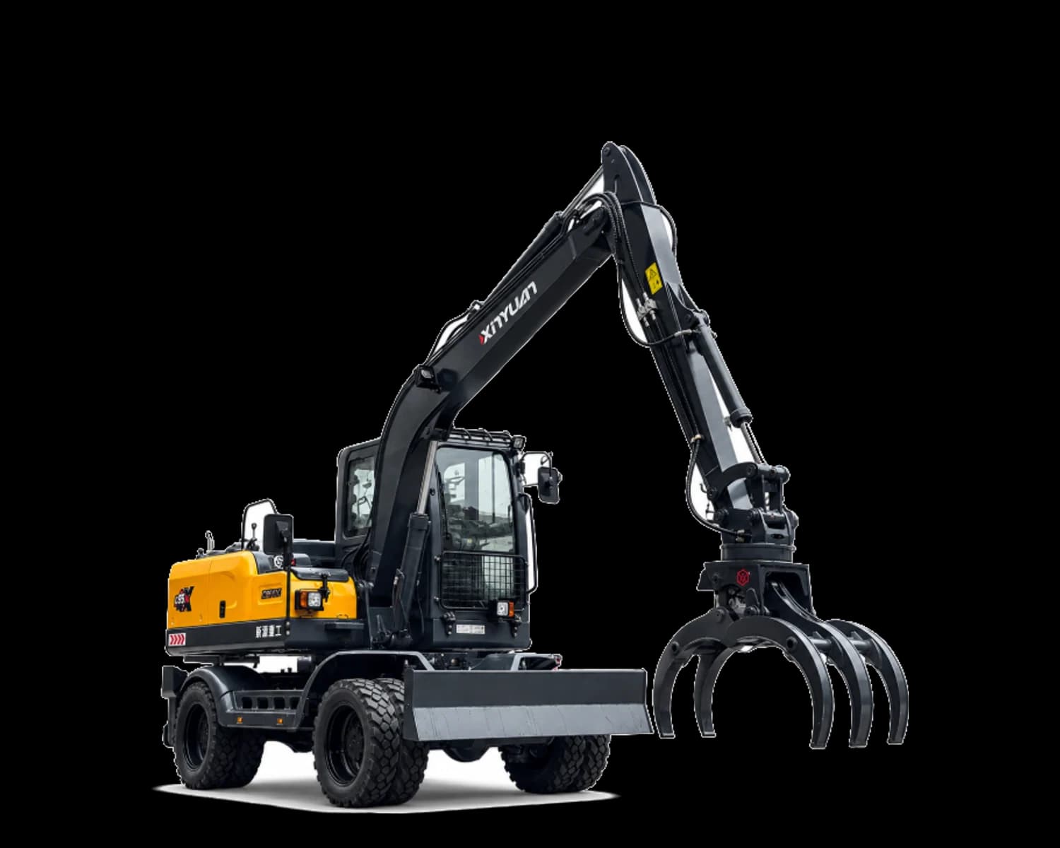 Xinyuan C95 wheeled excavator, isolated on white