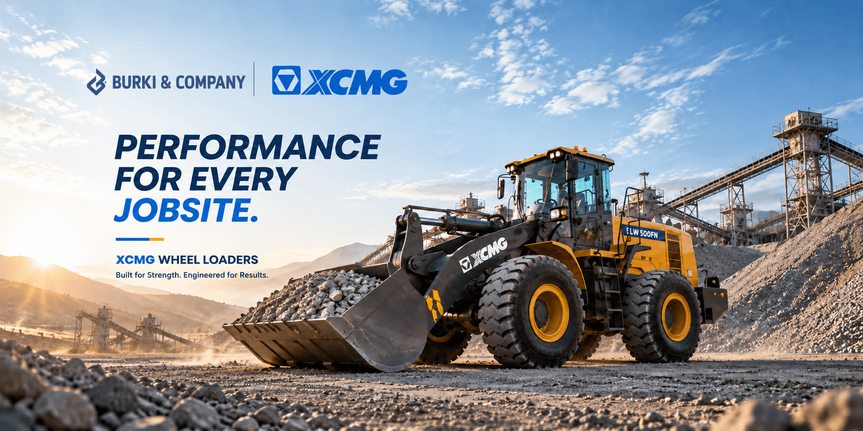 Burki & Company and XCMG — performance for every jobsite. XCMG wheel loaders.